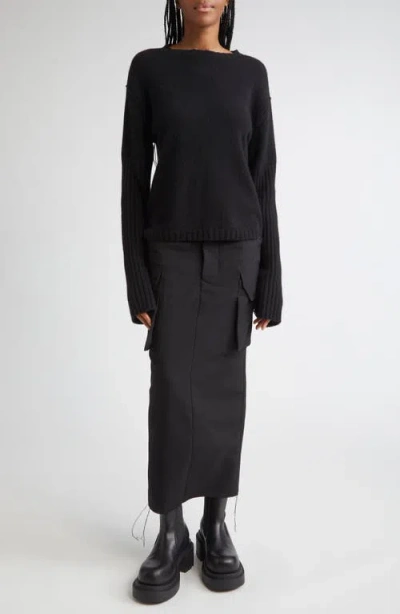 Rick Owens Firbanks Wool Midi Skirt In Blue