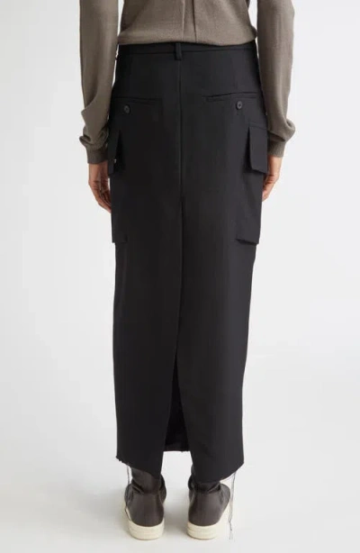 Rick Owens Firbanks Wool Midi Skirt In Blue