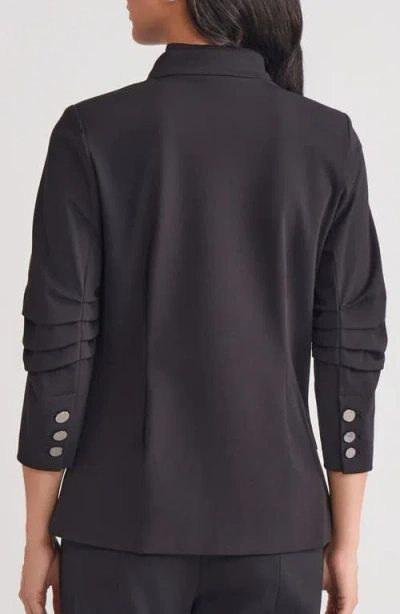 Misook Ruched Sleeve Ponte Jacket In Black