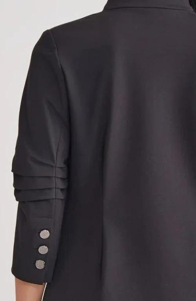 Misook Ruched Sleeve Ponte Jacket In Black