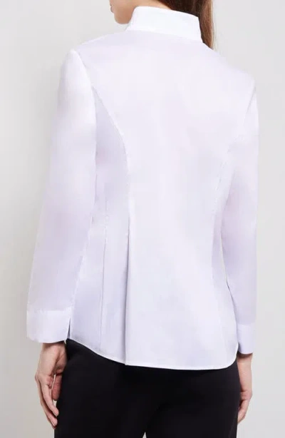 Misook Stand Collar Button-up Shirt In White