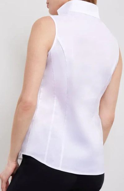 Misook Mandarin Collar Shell Top In White
