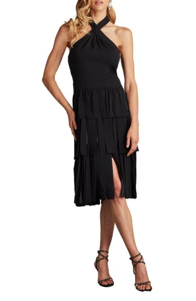 Tadashi Shoji Bos25458m Short Homecoming Knee Length Fringe Dress In Black
