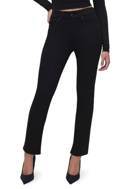 Good American Good Legs Never Fade Ankle Straight Leg Jeans In Black