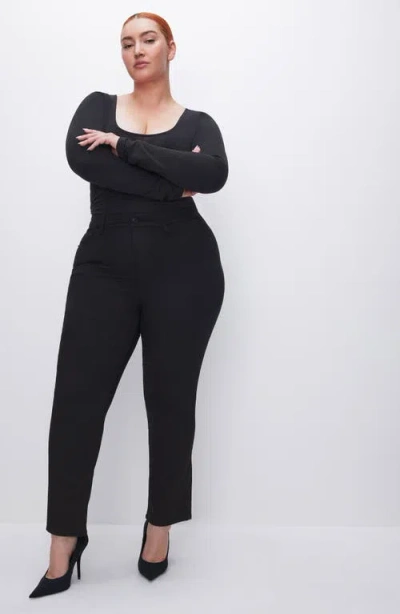 Good American Good Legs Never Fade Ankle Straight Leg Jeans In Black