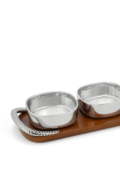 Nambe Braid Condiment Trio In Brown