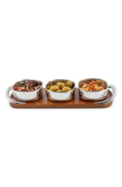 Nambe Braid Condiment Trio In Brown