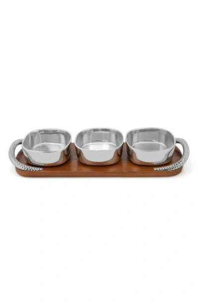 Nambe Braid Condiment Trio In Brown