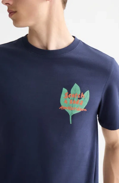 Scotch & Soda Regular Fit Graphic T-shirt In Blue