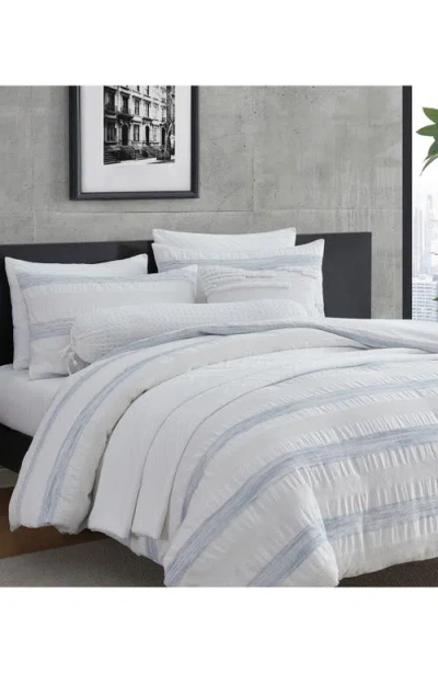 Dkny Waffle Stripe Comforter & Sham Set In Blue