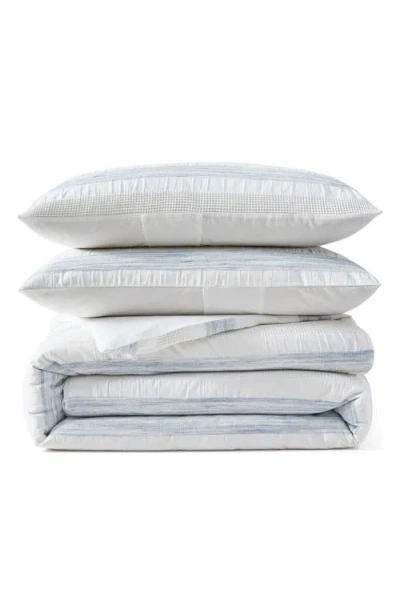 Dkny Waffle Stripe Comforter & Sham Set In Blue