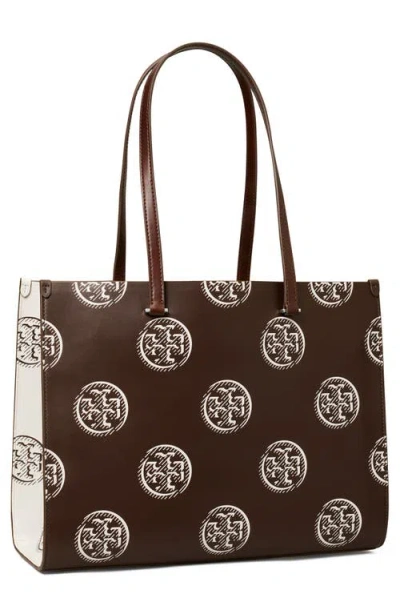 Tory Burch T Monogram Contrast Embossed Tote In Brown