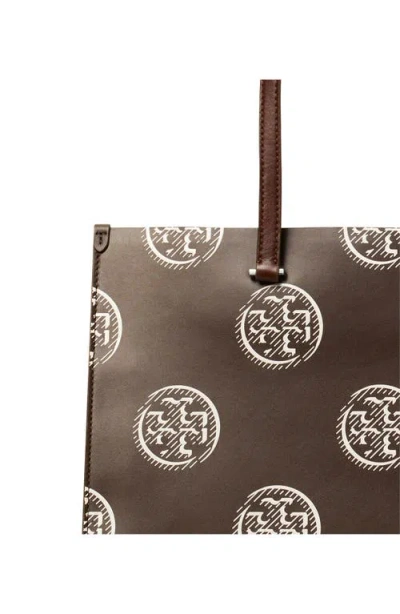Tory Burch T Monogram Contrast Embossed Tote In Brown