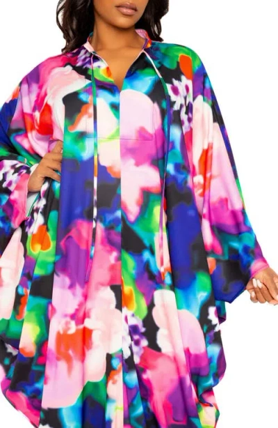 Buxom Couture Abstract Floral Center Ruched Dress In Multi