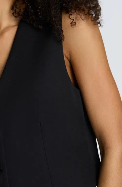 Kenneth Cole Luxe Twill Three Button Vest In Black