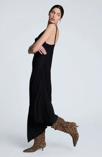 Kenneth Cole Asymmetrical Hem Cowl Neck Dress In Black