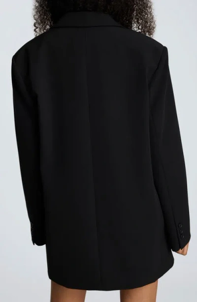Kenneth Cole Luxe Twill Two Button Boyfriend Jacket In Black