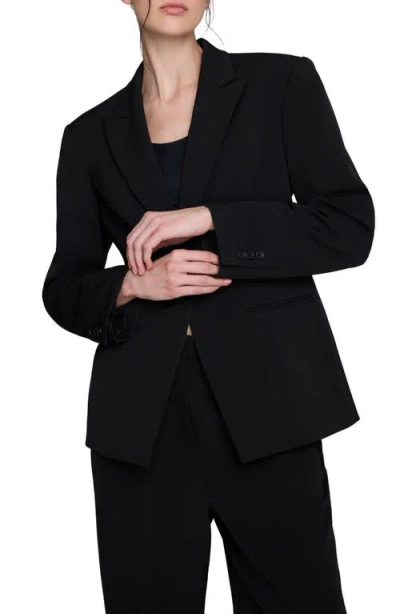 Kenneth Cole Luxe Twill Slim One Button Jacket In Black