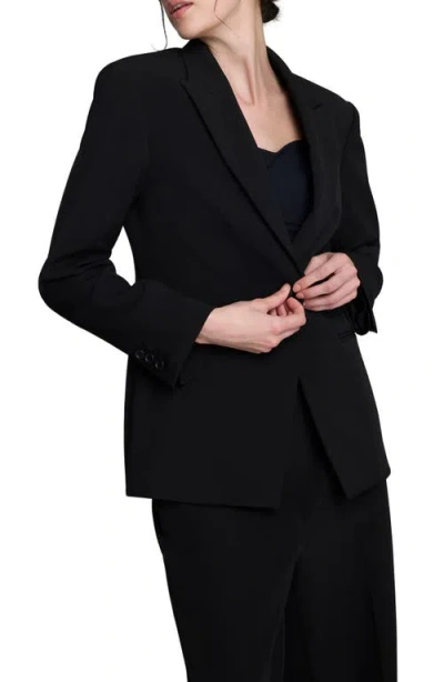 Kenneth Cole Luxe Twill Slim One Button Jacket In Black