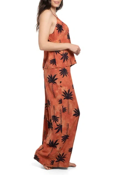 Midnight Bakery Palm Print Pajamas In Brown