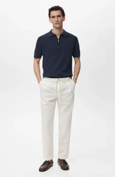 Mango Men's Slim-fit Drawstring Linen Pants In White