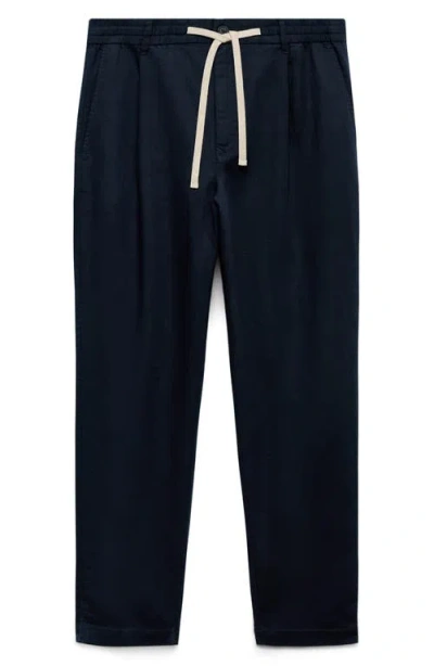 Mango Men's Slim-fit Drawstring Linen Pants In Black