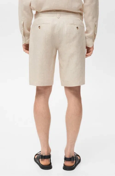 Mango Men's Slim-fit Linen Bermuda Shorts In Nude