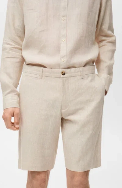 Mango Men's Slim-fit Linen Bermuda Shorts In Nude