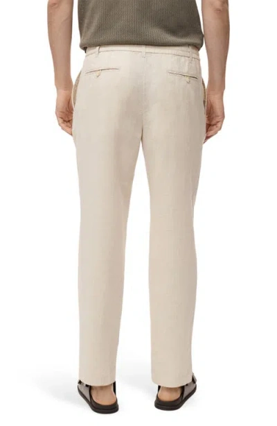 Mango Men's Slim-fit Drawstring Linen Pants In White