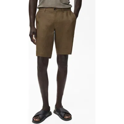 Mango Men's Slim-fit Linen Bermuda Shorts In Brown