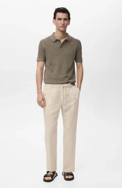 Mango Men's Slim-fit Drawstring Linen Pants In White