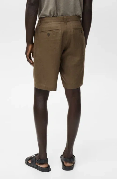 Mango Men's Slim-fit Linen Bermuda Shorts In Brown