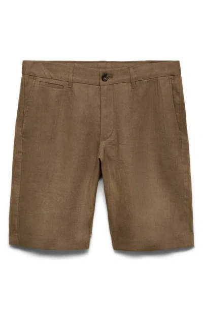 Mango Men's Slim-fit Linen Bermuda Shorts In Brown