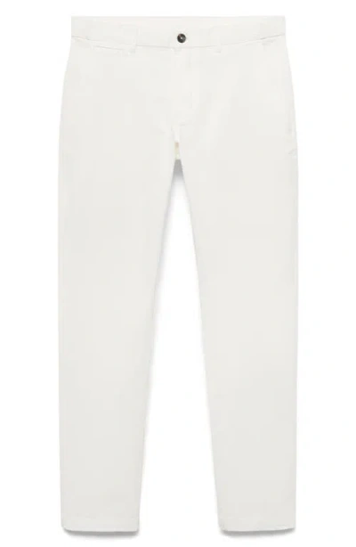 Mango Men's Prato Cropped Tapered Chino Pants In White
