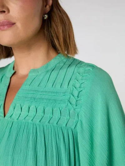 Live Unlimited Crinkle Smocked Top In Green