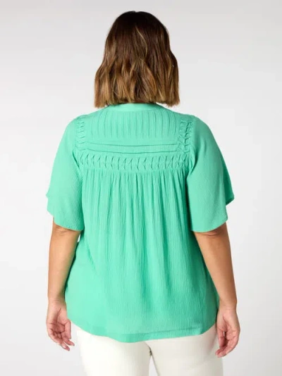 Live Unlimited Crinkle Smocked Top In Green