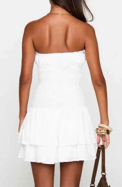 Princess Polly Delfie Smocked Strapless Minidress In White