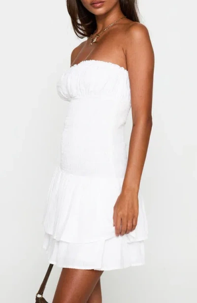 Princess Polly Delfie Smocked Strapless Minidress In White