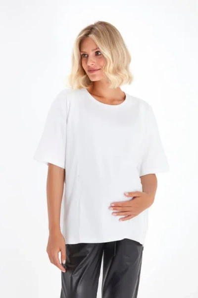 Accouchée Anytime Anywhere Side Zip Maternity/nursing Tee In White