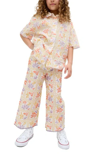 Raffya Kids Gilly Scallop Edge Matisse Print Trouser In Multi