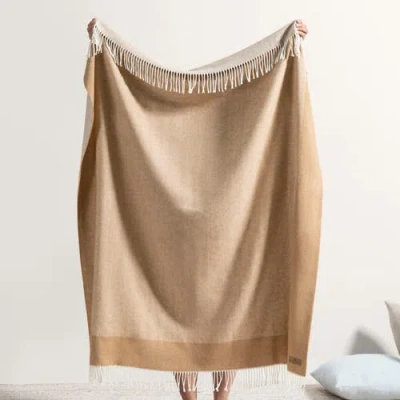 Lands Downunder Border Herringbone Throw In Brown