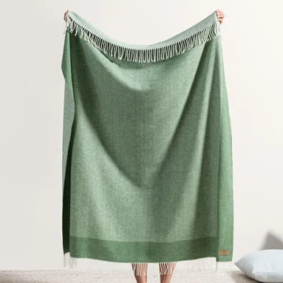 Lands Downunder Border Herringbone Throw In Green