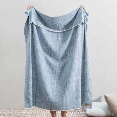 Lands Downunder Sutton Plaid Throw In Blue