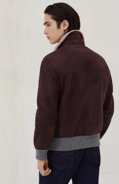 Brunello Cucinelli Shearling Coat Jackets And Coats Bordeaux In Burgundy