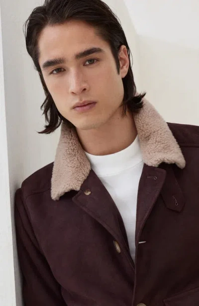 Brunello Cucinelli Shearling Coat Jackets And Coats Bordeaux In Burgundy