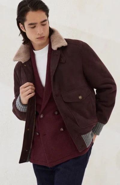 Brunello Cucinelli Shearling Coat Jackets And Coats Bordeaux In Burgundy