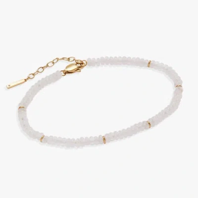Alex And Ani Clear Quartz Semi-precious Beaded Anklet In White