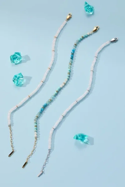 Alex And Ani Clear Quartz Semi-precious Beaded Anklet In White