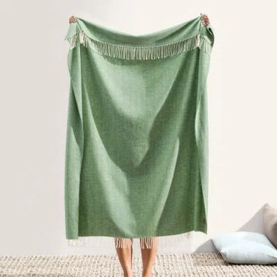 Lands Downunder Dune Italian Herringbone Throw Blanket In Green