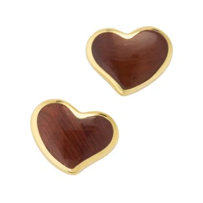 Jan Leslie Heart Stud Earring Set In Sterling With 18k Gold Overlay In Red